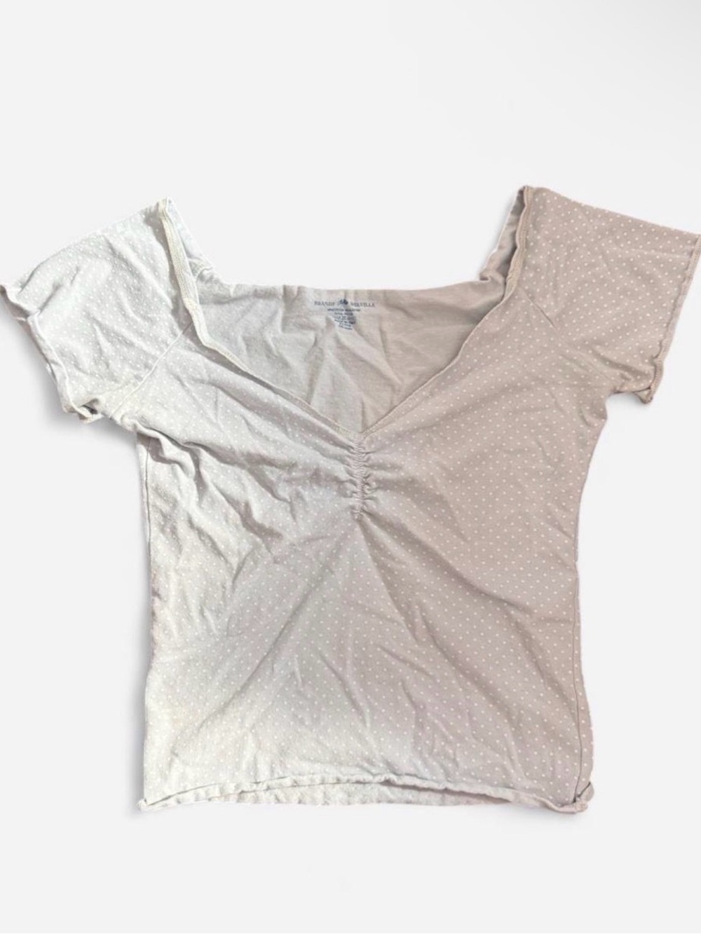 Brandy Melville Light Blue Polka Dot Ruched V-Neck Tee